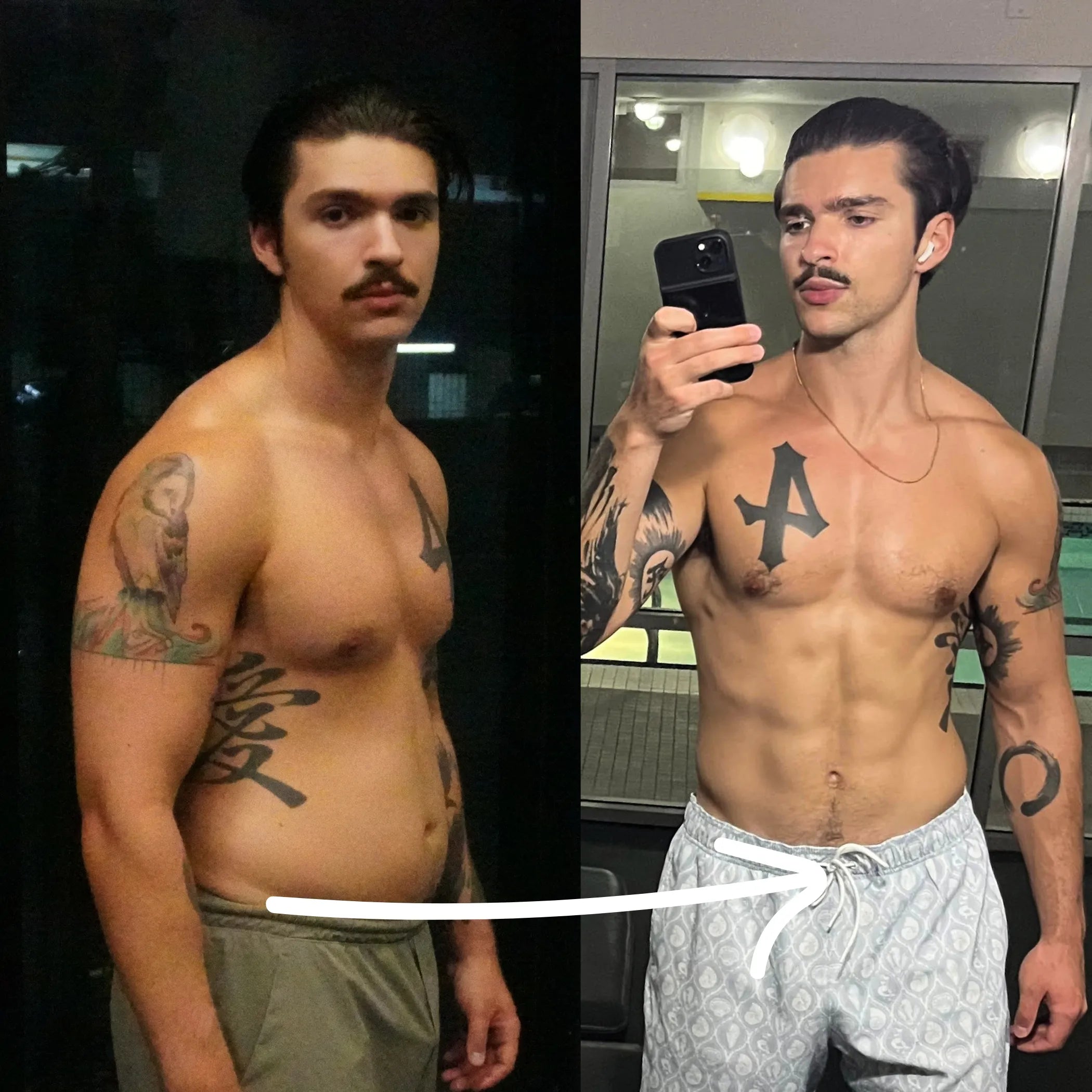 Male body transformation results from science-based training with Vancouver personal trainer Paris Demers.