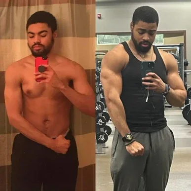 Jadiel before and after muscle gain transformation